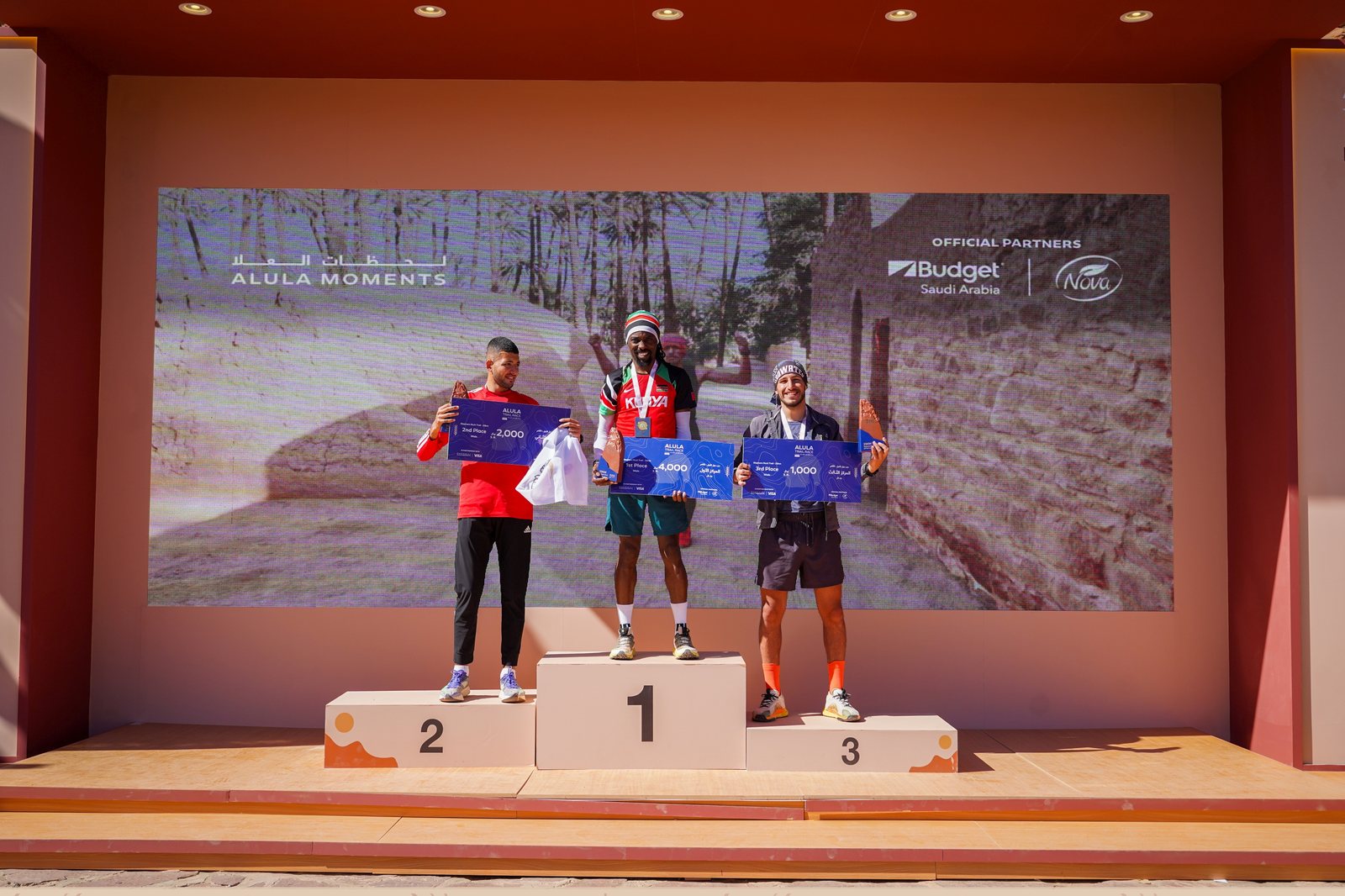 Podium ceremony at the AlUla Ultra Trail in Saudi Arabia